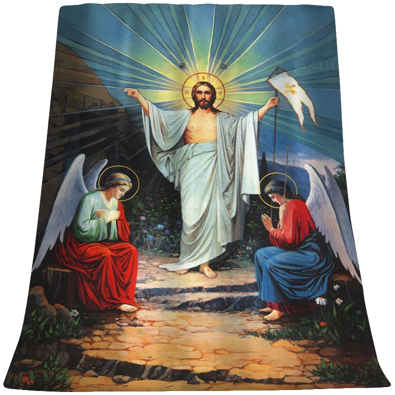 

Son Of God Jesus Resurrection Crucifixion Of Christ Sacred Orthodox Icon Cozy Soft Flannel Blanket By Ho Me Lili Home Decor