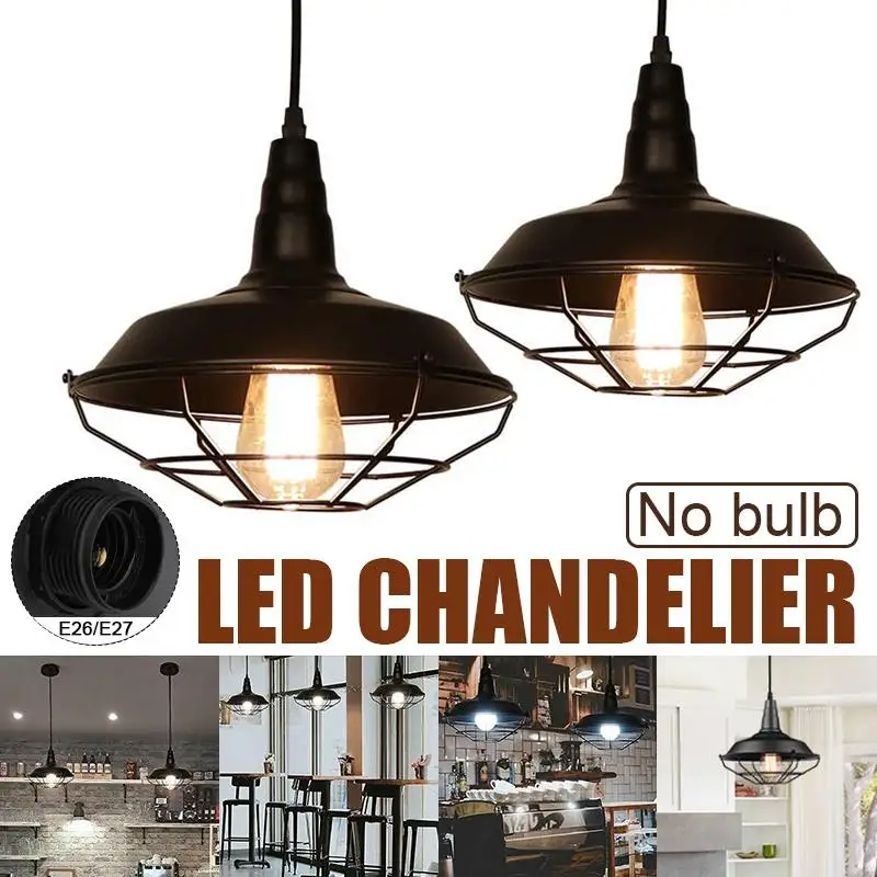 

Industrial Loft Retro Black Iron Pendant Light Hanging Cage Vintage Led Lamp E26/E27 Dining Room Restaurant Bar Counter 110-240V