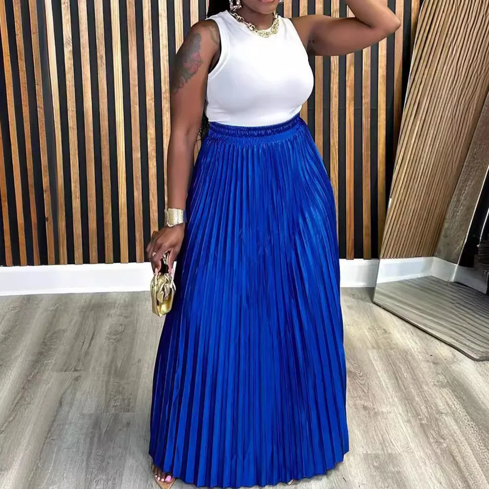 Женская летняя юбка свободного кроя Повседневная плиссированная большого
