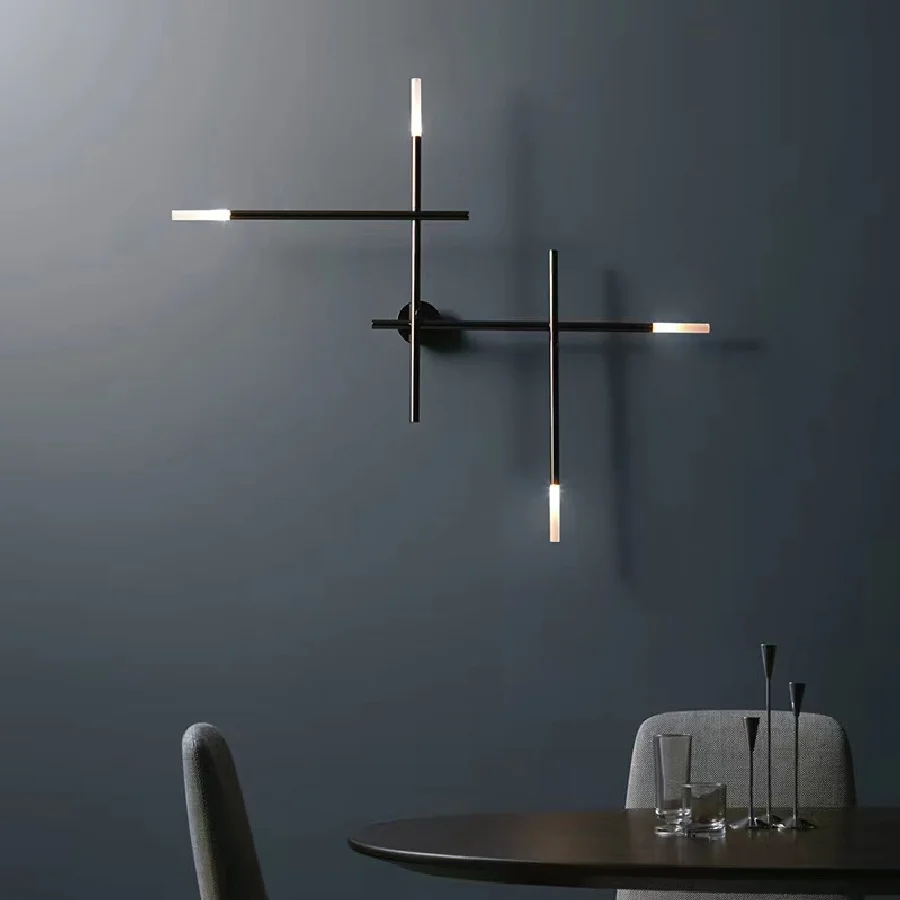 

Nordic Cross Line Industrial Wall Lamp Iron Minimalist LED Creative Sconce Living Room Bar Aisle Bedroom Indoor Decor Wall Light