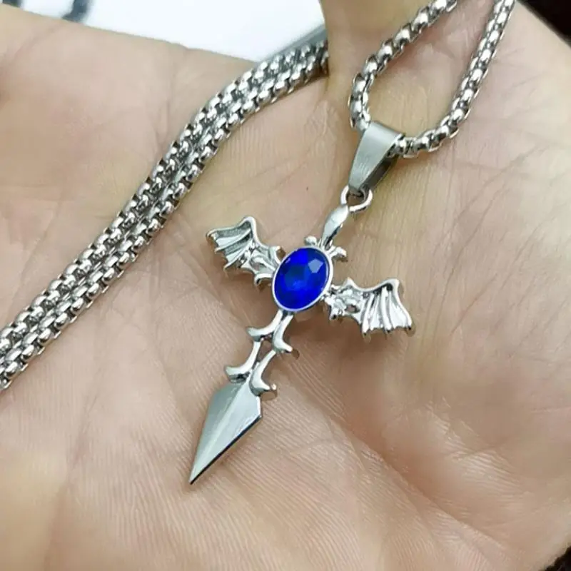 Винтажная подвеска-крест с крыльями демона в стиле викингов Мужская цепочка из