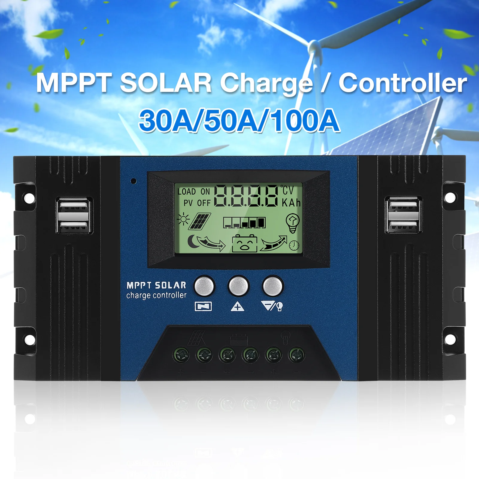 

MPPT Solar Charge Controller 12V 24V 100A Auto Focus Maximum Current Charge Controller PV Regulator for Outdoor Camping