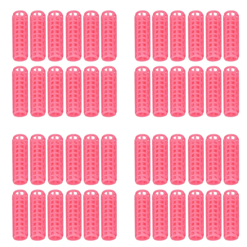 

48 Pcs Pink Plastic DIY Hair Styling Roller Curlers Clips