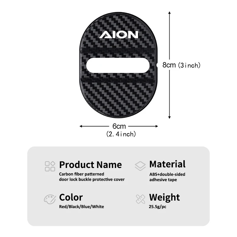 Для GAC AION: 4 шт. защитных накладок из карбона на замки дверей автомобиля, размер S ‌   Плюс ‌   Y ‌   I60 ‌   N60 ‌   УТ ‌   RT ‌   Внедорожник V SUV 2026 LX Plus (art.: 3920dc2bdb0da) - 3920dc2bdb0da