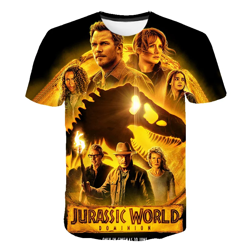 

Jurassic World Dominion Children 3D Cartoon T-shirt Boy Dinosaur Printing Boys T Shirt Girls Tops Tees Cartoon Kids 3D Clothes