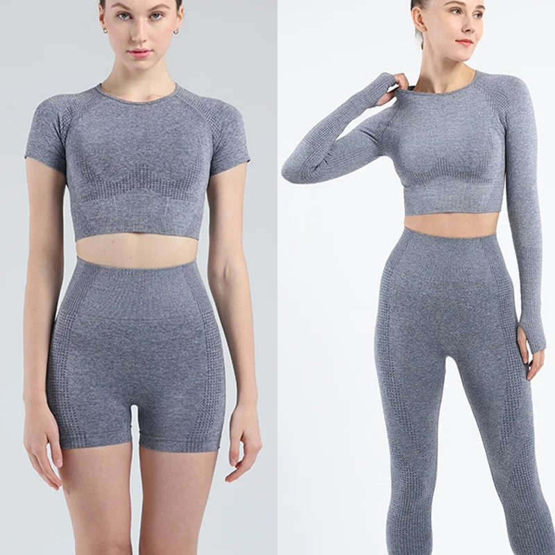 

Seamless 2/3pcs Women Yoga Set High Waist Running Leggings Workout Bra Crop Top Fitness Clothing Gym Sportswear Sports Suits