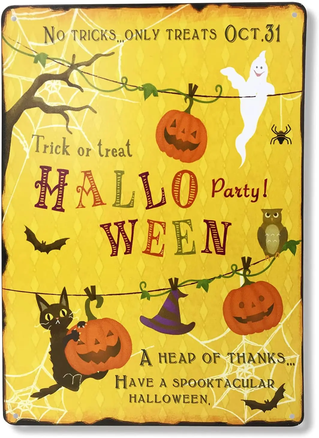 

Halloween Decorations Tin Sign Jack Pumpkin Lantern Vintage Wall Decor Indoor and Outdoor Home Bar Cafe Metal Sign
