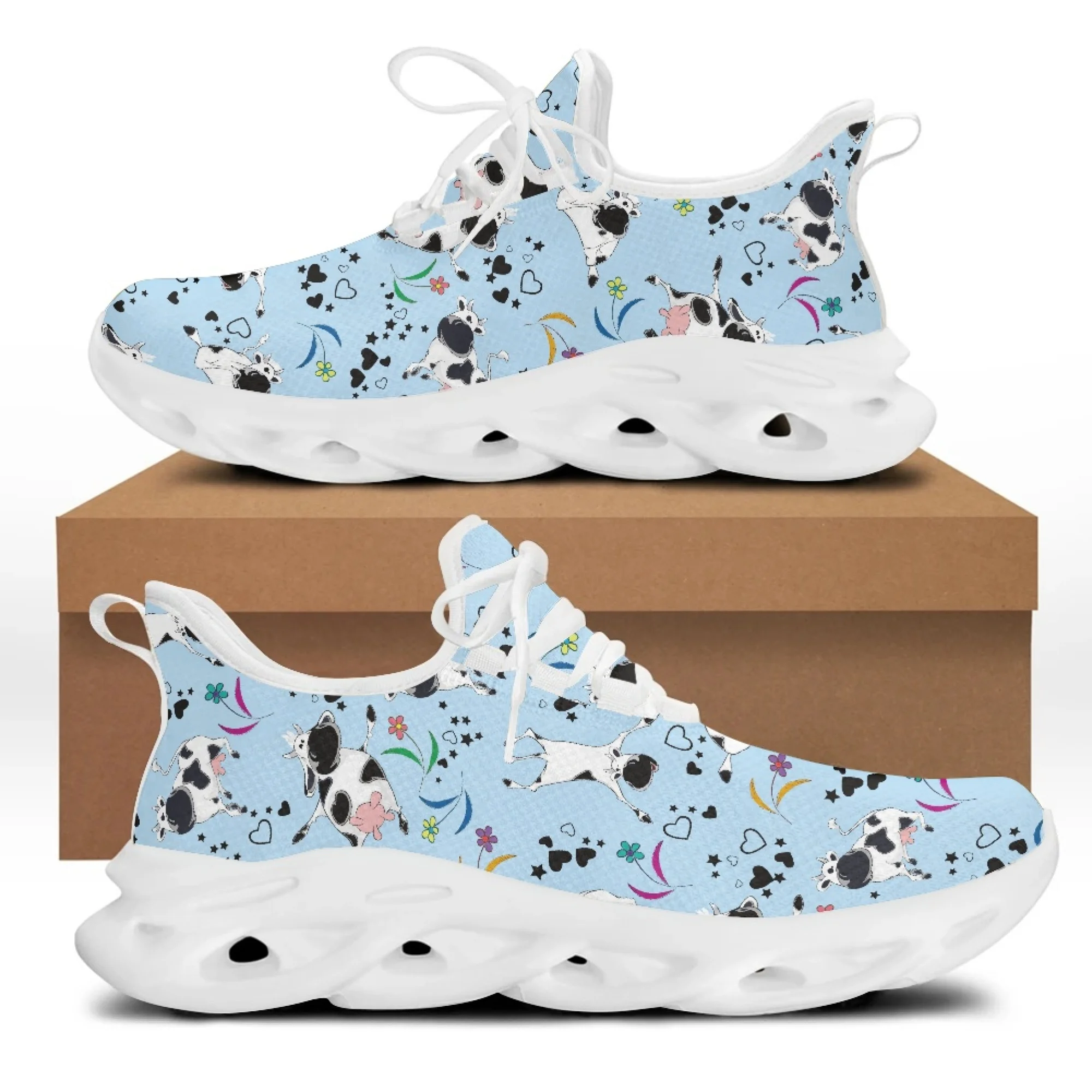 

Yikeluo Yikeluo New Fashion Cow Love Flowers Design Cool Female Running Sneakers Light Mesh Women's Footwear Soft Flat Shoes Zap