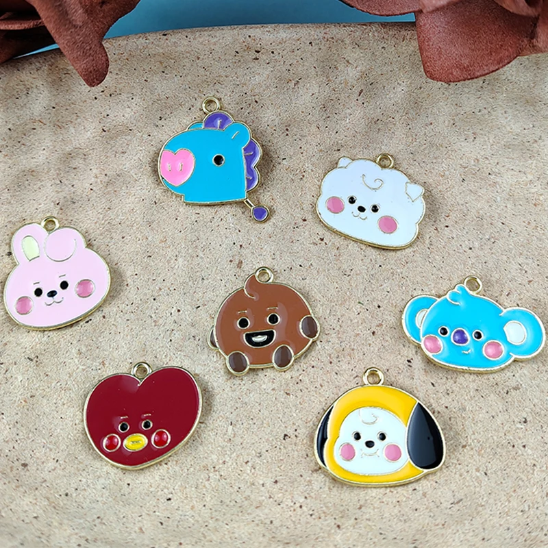 2 шт./компл. милые эмалевые Подвески в виде мультяшных кроликов подвески для