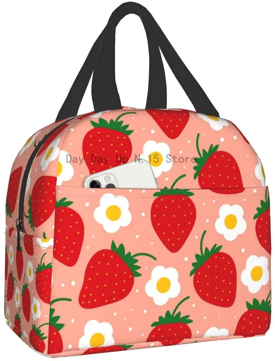 

Strawberry Fruit Lunch Box Travel Bag Picnic Bags Insulated Durable Shopping Bag Back To School Reusable Waterproof Bags
