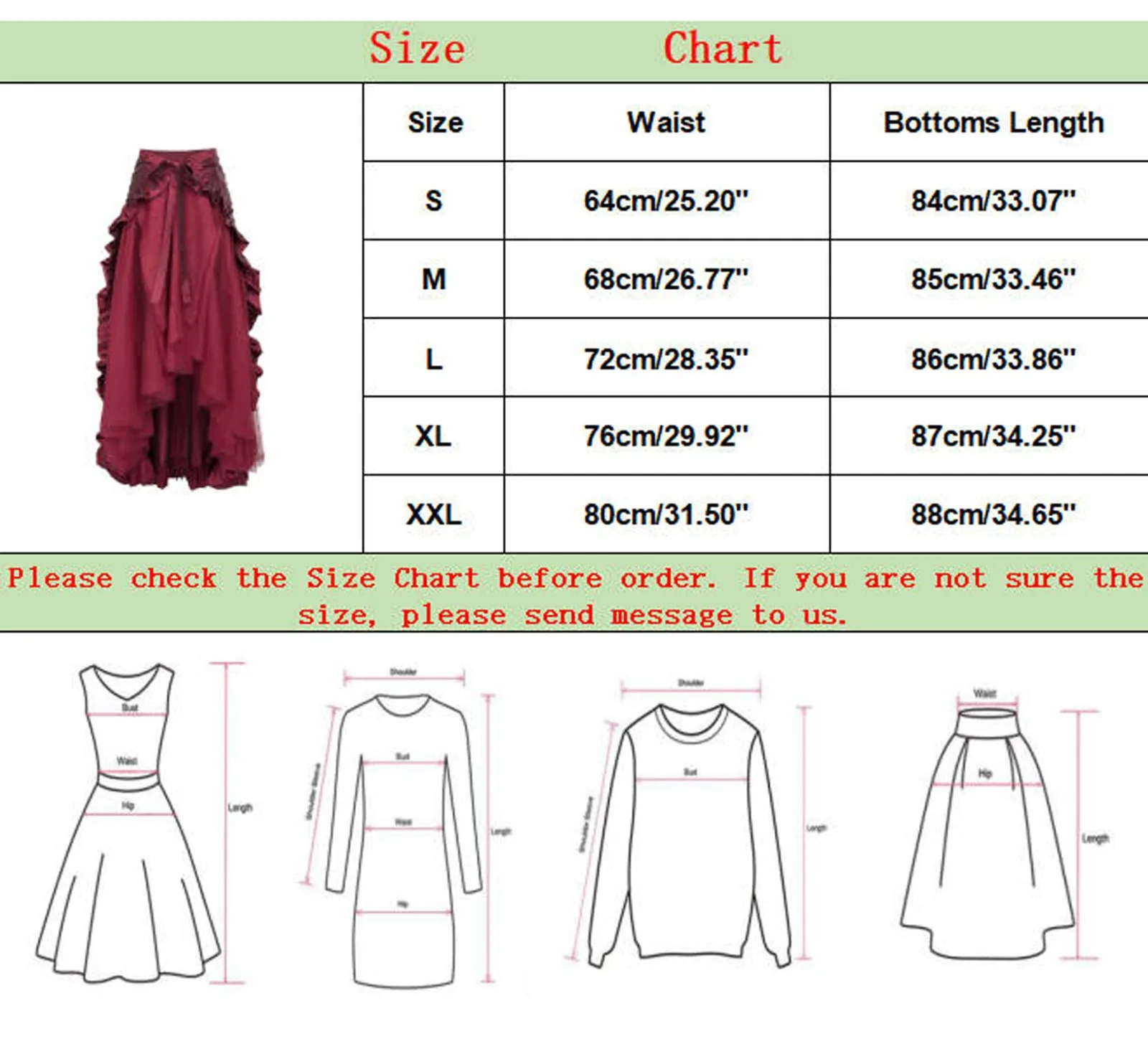 Юбка в стиле стимпанк средневековая юбка с высокой талией кружевными оборками из