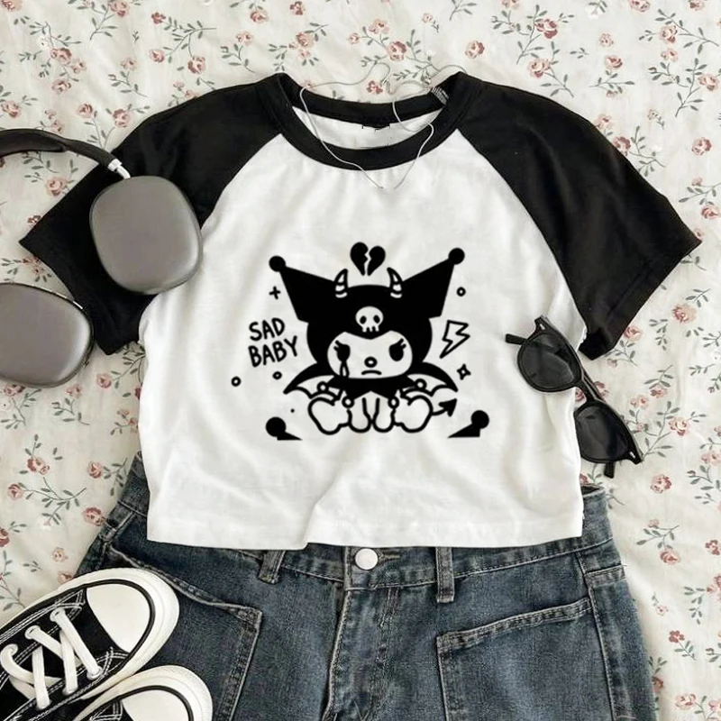 Футболка женская с принтом манги и коротким рукавом Y2k