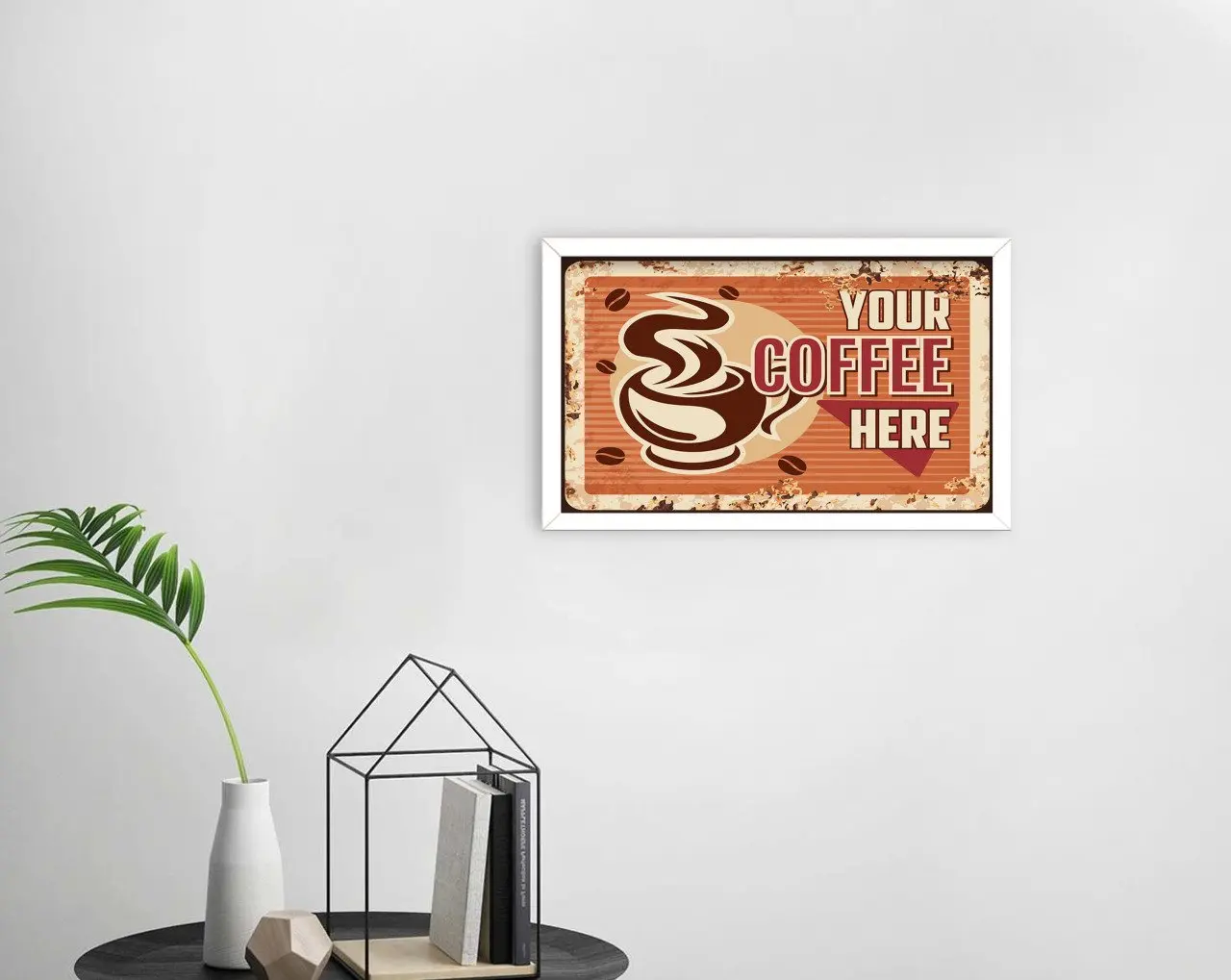 

BK Home Coffee Design Decorative Wood White Framed Tablo-35