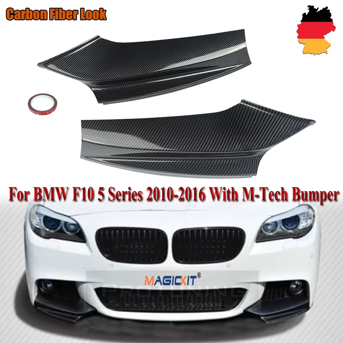 Разветвители переднего бампера MagicKit для 11-16 BMW F10 5 Series 535i 528i Carbon Look M Sport |