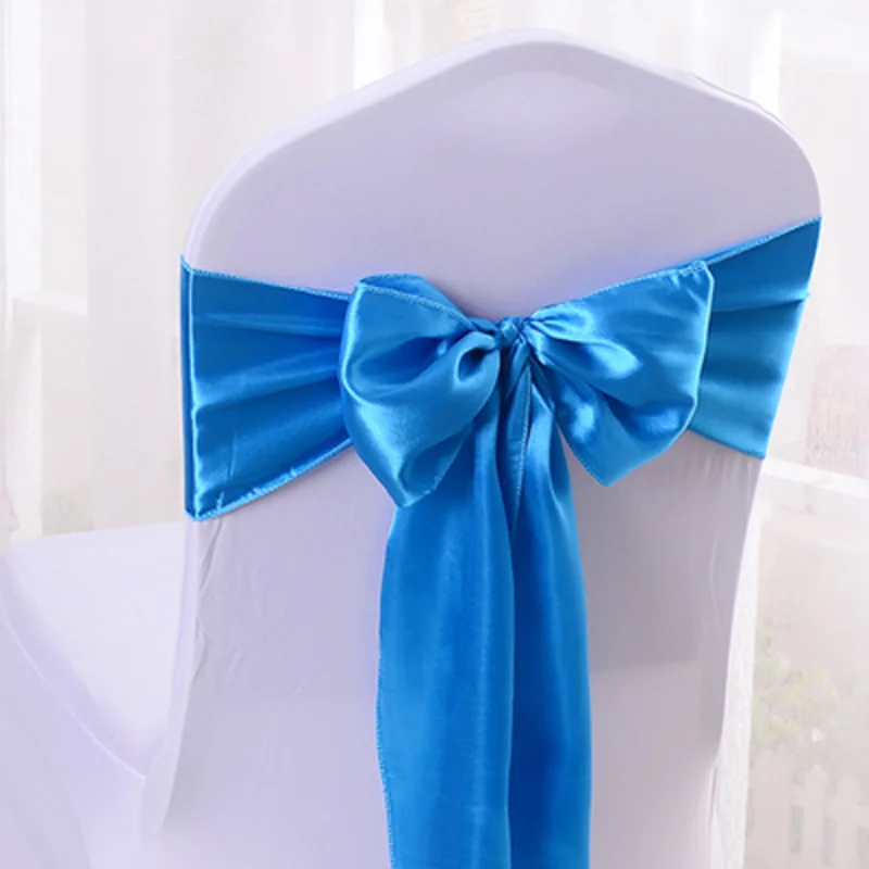 

2.7M Chair Sashes Knotted Bows Ribbon Satin Silk Cloth Chair Fabric Seat Chair Cover Sashes Festival Wedding Party Chair Decor