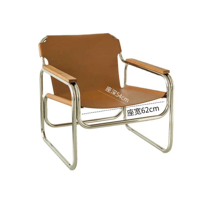 

ZL Single-Seat Sofa Chair Retro Bauhaus Stainless Steel Leisure Chair Backrest Recliner