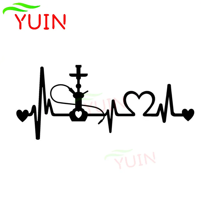 

YUIN Hookah Heartbeat Lifeline Car Sticker Personality PVC Cars Accessories Decal Window Decoration Waterproof Sunscreen Decals