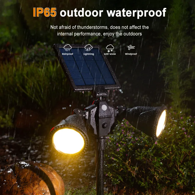 Solar Lawn Lamp Outdoor Waterproof Rotatable Double Head Solar Lamp With Motion Sensor Sunlight Wall Light Garden Spotlight