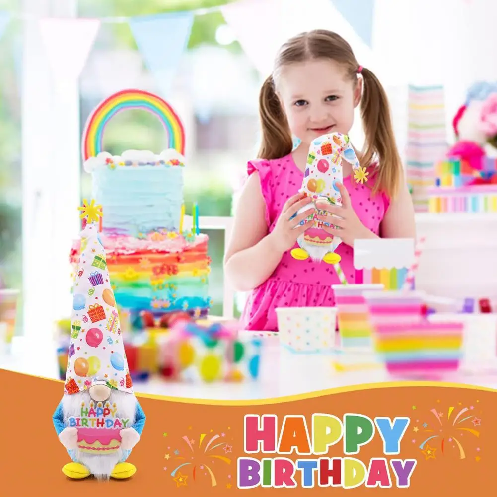 

Birthday Faceless Cute Birthday Gnome Plush Decorate Cakes with Pointy Hat Full Beard Big Nose Party Supplies Pointy Hat