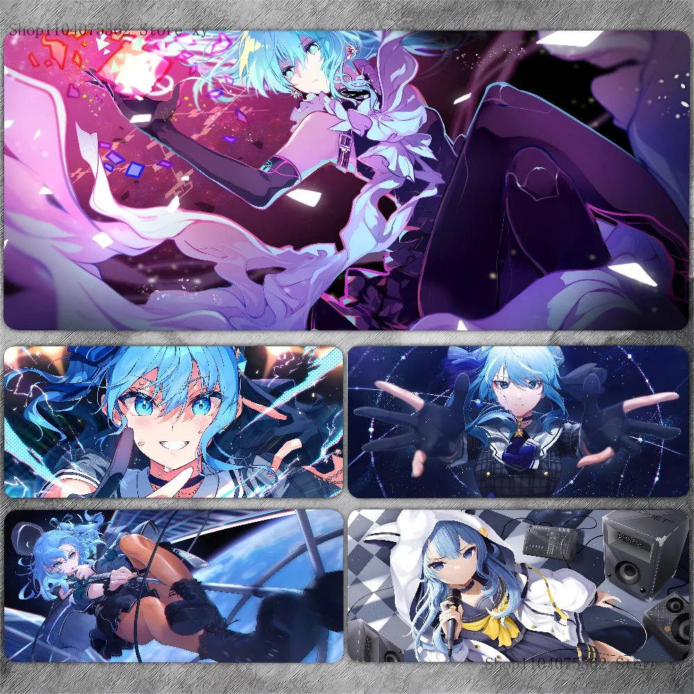 Game Anime Hololive Vtube Hoshimachi Suisei Mousepad Large Keyboard Desk Mat Gaming Mouse Pad LockEdge Non-slip