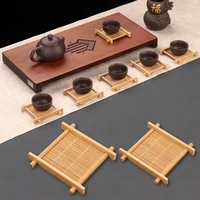 1pc heat insulation saucer bamboo tea cup mat trays coaster kitchen accessories placemat cup holder dish pot pads