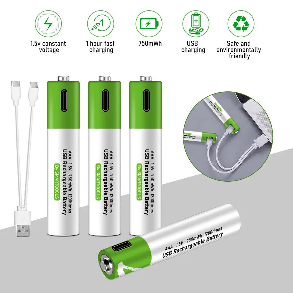 Оригинальные USB 1 5 В AA аккумуляторные батареи 2600 МВтч литий-ионная батарея для