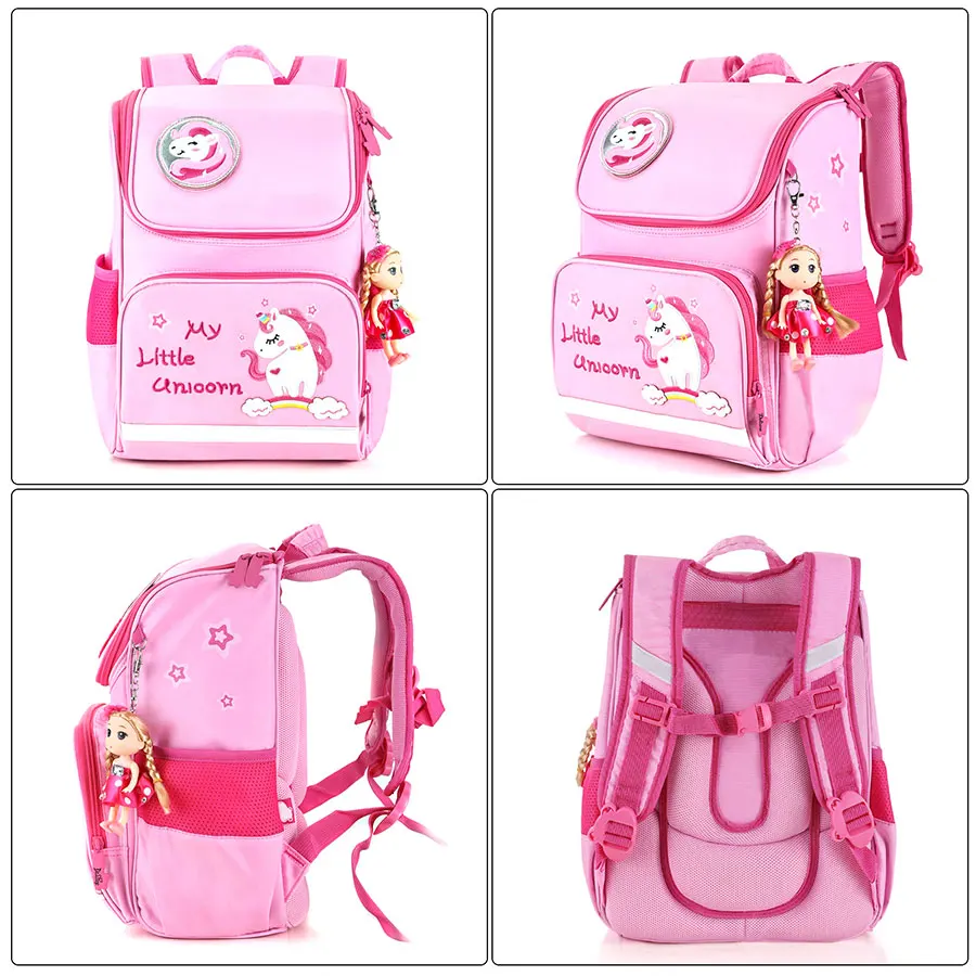 Kids Brand Pink Unicorn School Bags for Girls Children 3D Orthopedic School Backpack 1-3 Grade Cute Bagpack Schoolbag mochilas
