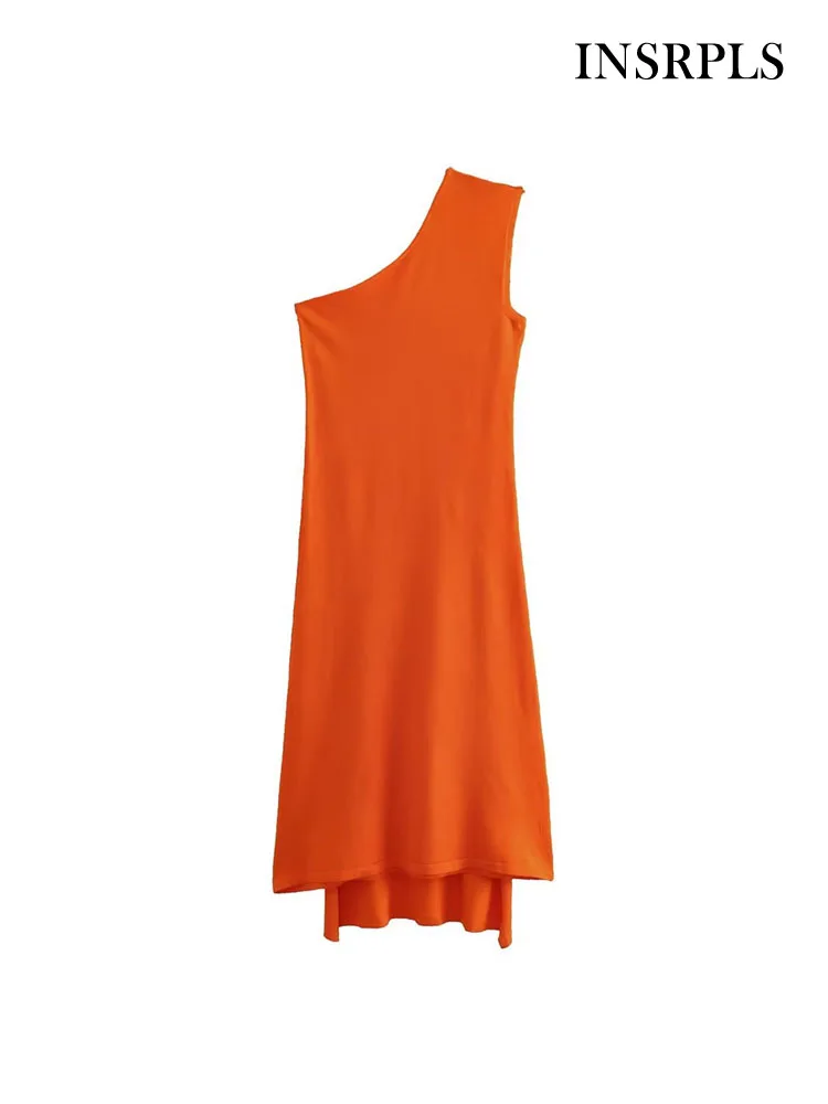 

INSRPLS Women Fashion Long Knit Cape Dress Sexy Asymmetrical Neck Sleeveless Female Dresses Vestidos Mujer