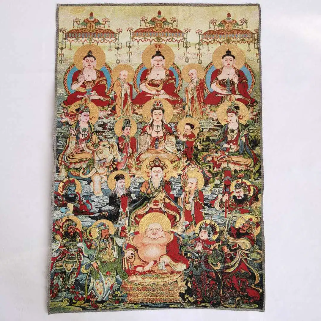 

36" Tibet Tibetan Cloth Silk Buddhism 10000 Buddha Picture Tangka Thangka