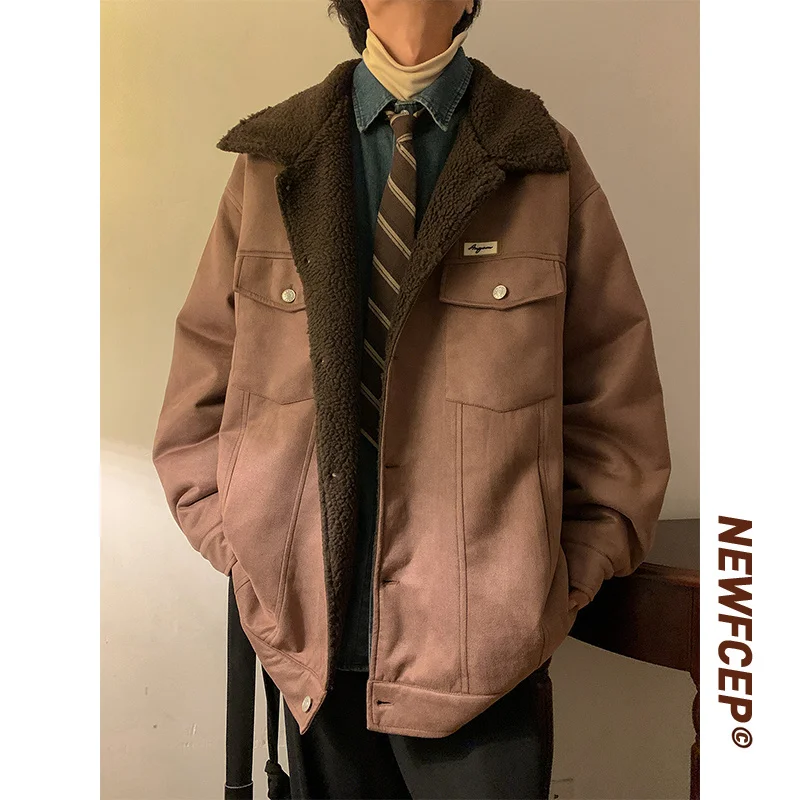 Winter Jacket Men Warm Fashion Retro Thicken Lamb Hair Jackets Mens Streetwear Korean Loose Thick Short Coat Men Outwear M-2XL