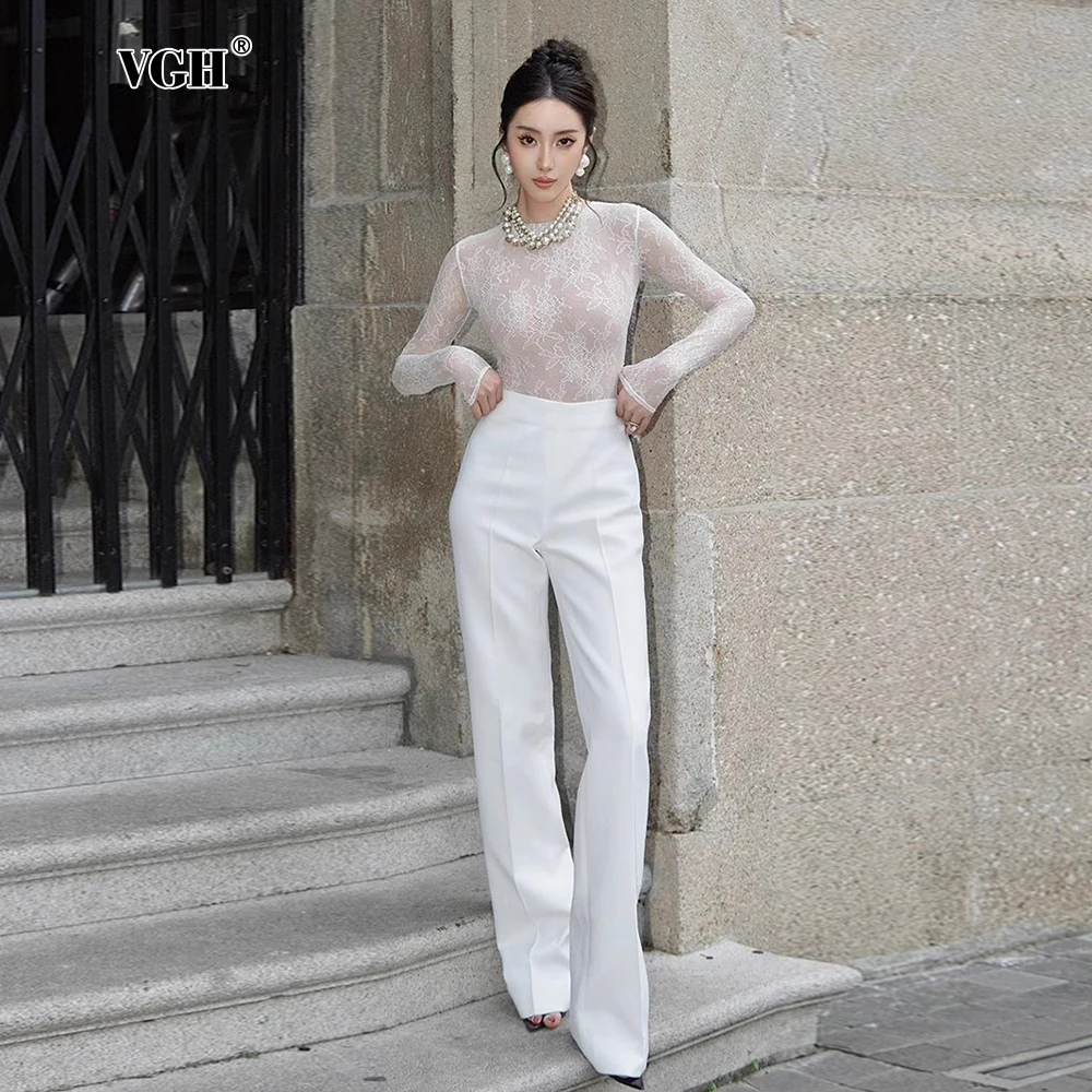 VGH однотонные комплекты из двух предметов для женщин круглый вырез длинный рукав