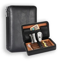 galiner travel cigar leather case with lighter cutter portable humidor cigar box humidifier bag smoking accessories set