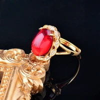 leeker vintage red green oval gold color rings for women adjustable ring on finger fashion jewelry 2022 new arrival 635 lk6