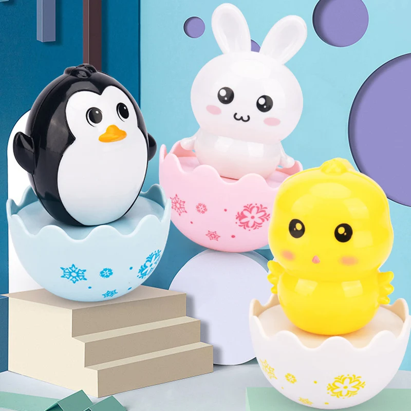 

Baby Tumbler Rattle Toys Newborn Learning Educational Animals Tumbler Doll Infant Cute Squeaky Roly-Poly Toys Rabbit Chicken