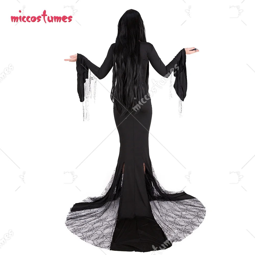 Women's Gothic Ghost Vampire Dress Morticia Addams Cosplay Costume for Women Halloween Cosplay Costume