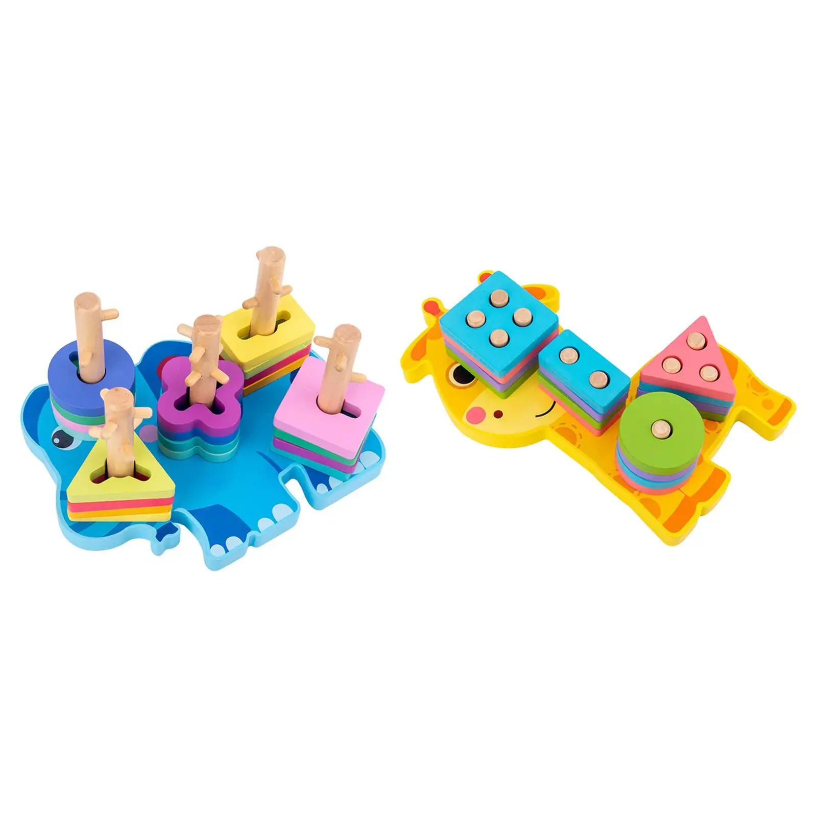 

Cartoon Animal Wood Geometric Shape Matching Building Blocks for Children 1-2 Years Old