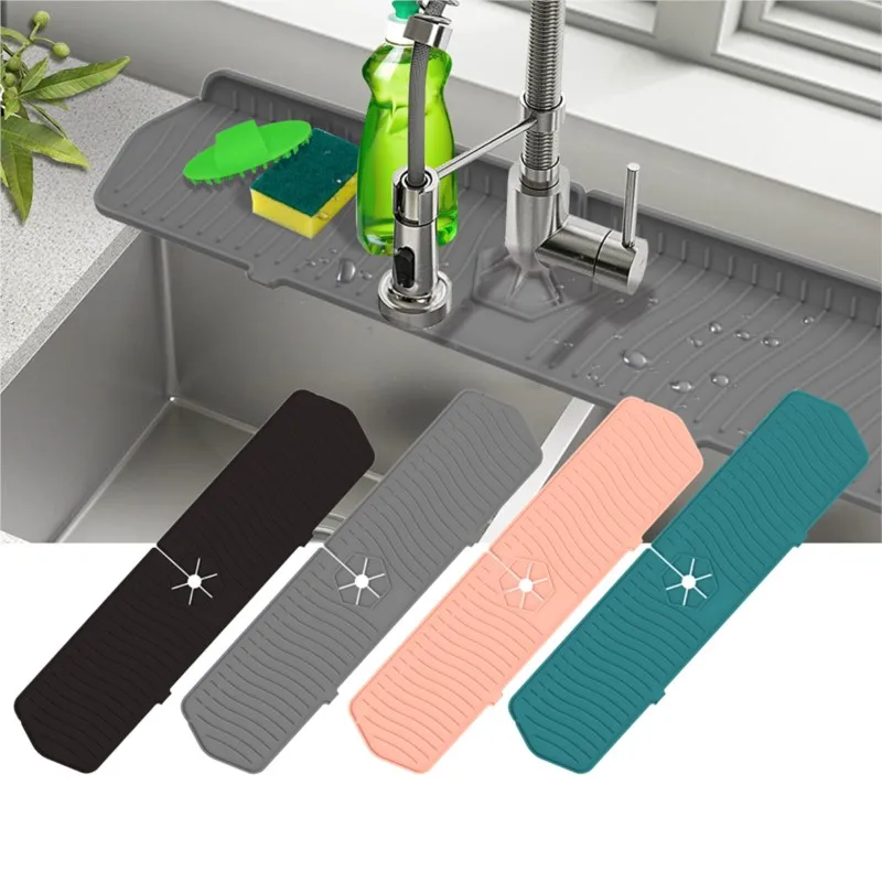 

Kitchen Faucet Absorbent Mat Silicone Sink Splash Guard Water Draining Pad Countertop Protector For Bathroom Kitchen Gadgets