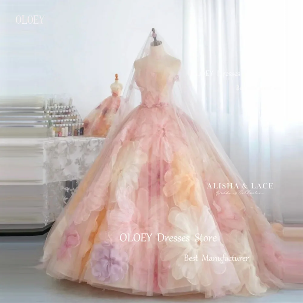 OLOEY великолепные цветочные трапециевидные женские свадебные платья со шлейфом