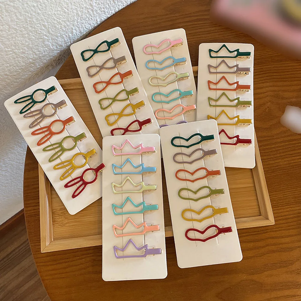 

6Pcs/Set New Women Girls Colorful Alloy Heart Hairpins Wash Face Bangs Simple Hair Clips Barrettes Fashion Hair Accessories