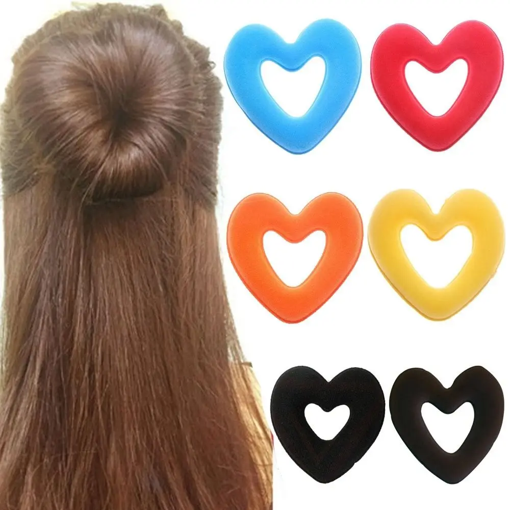 

Cute Heart Shape Tiaras Hair styling Tool Women Girls Sponge Bract Head Meatball Hair Bun Maker Ring Donut Hair Accessories