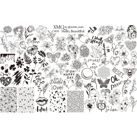 XMQ трафареты для маникюра металлические