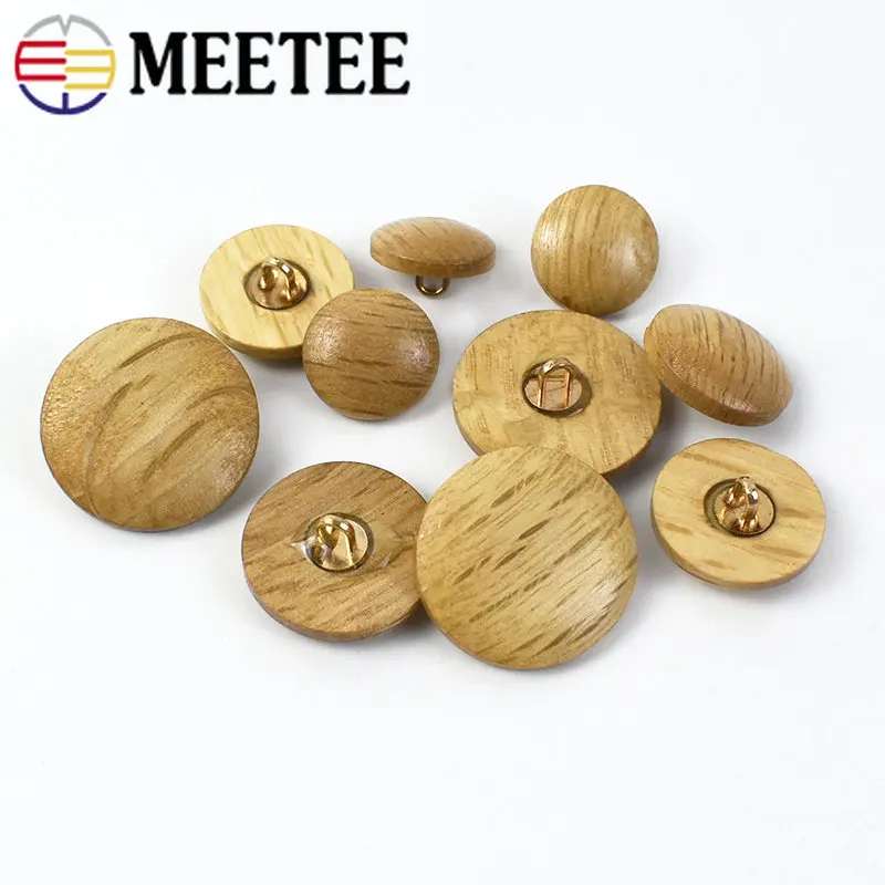 

50/100Pcs Mushroom Wooden Buttons 15/18/20/23mm Metal Shank Button for Clothing Casual Coat Suit Decor Clasp Sewing Accessories