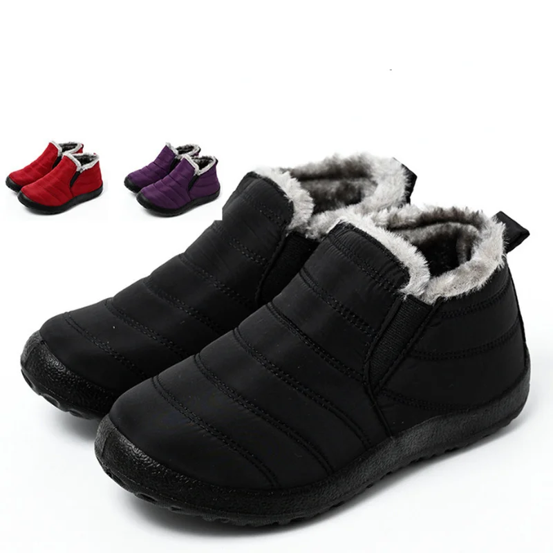 

Женские зимние ботинки, водонепроницаемая женская обувь для снега, Повседневная зимняя обувь на плоской подошве, ботильоны для женщин, обувь для пар, нескользящая обувь