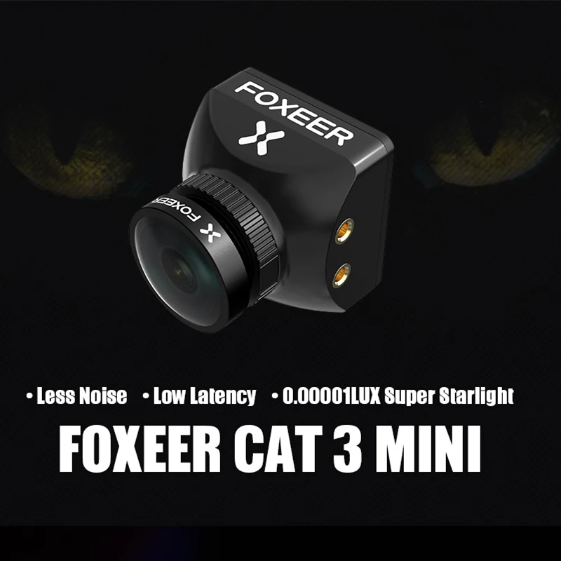 Камера Foxeer Cat 3 Mini 1200TVL 0,00001lux Super StarLight, FPV камера M12, 2,1 мм, 4,6-20 в, 22 х22 мм, для РУ FPV гоночных беспилотных летательных аппаратов