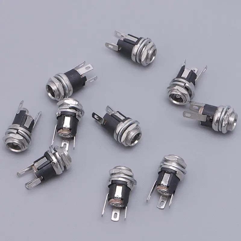 

10pcs DC Power Supply Jack Socket Female Panel Mount Connector 5.5x2.1mm New