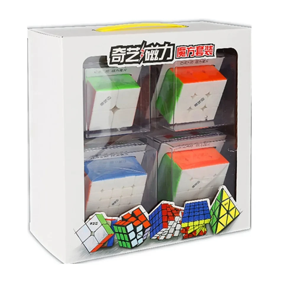 

Qiyi Magnetic Magic Cube Gift Box 2x2 3x3x3 Cube 4x4 5x5 Cube 4Pcs/Set Qiyi Magnet cube 3x3 Puzzle Cubo Magico Educational Toys