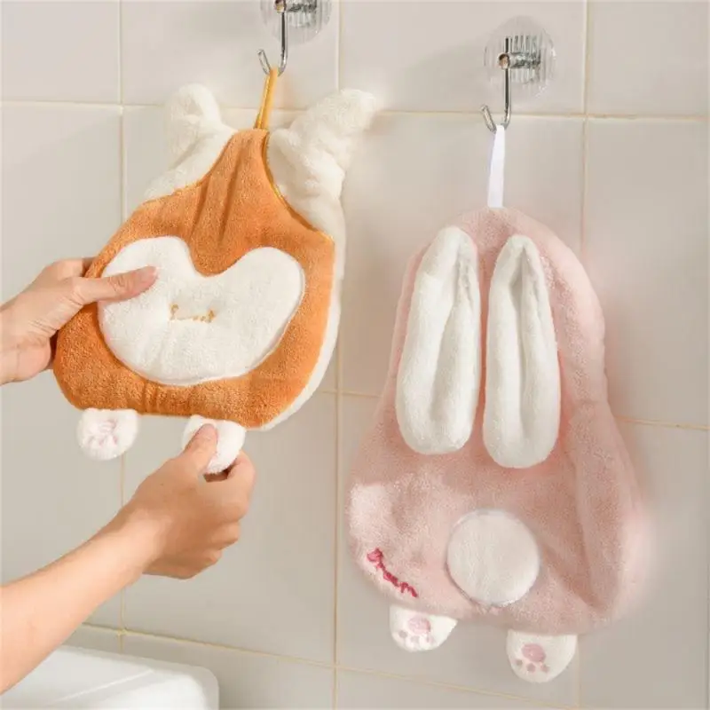 

Rabbit Wiping Rags Kitchen Supplies Cute Absorbent Hanging Hand Towel Coral Fleece Dishcloth Cleaning Dish Cloth Handkerchief