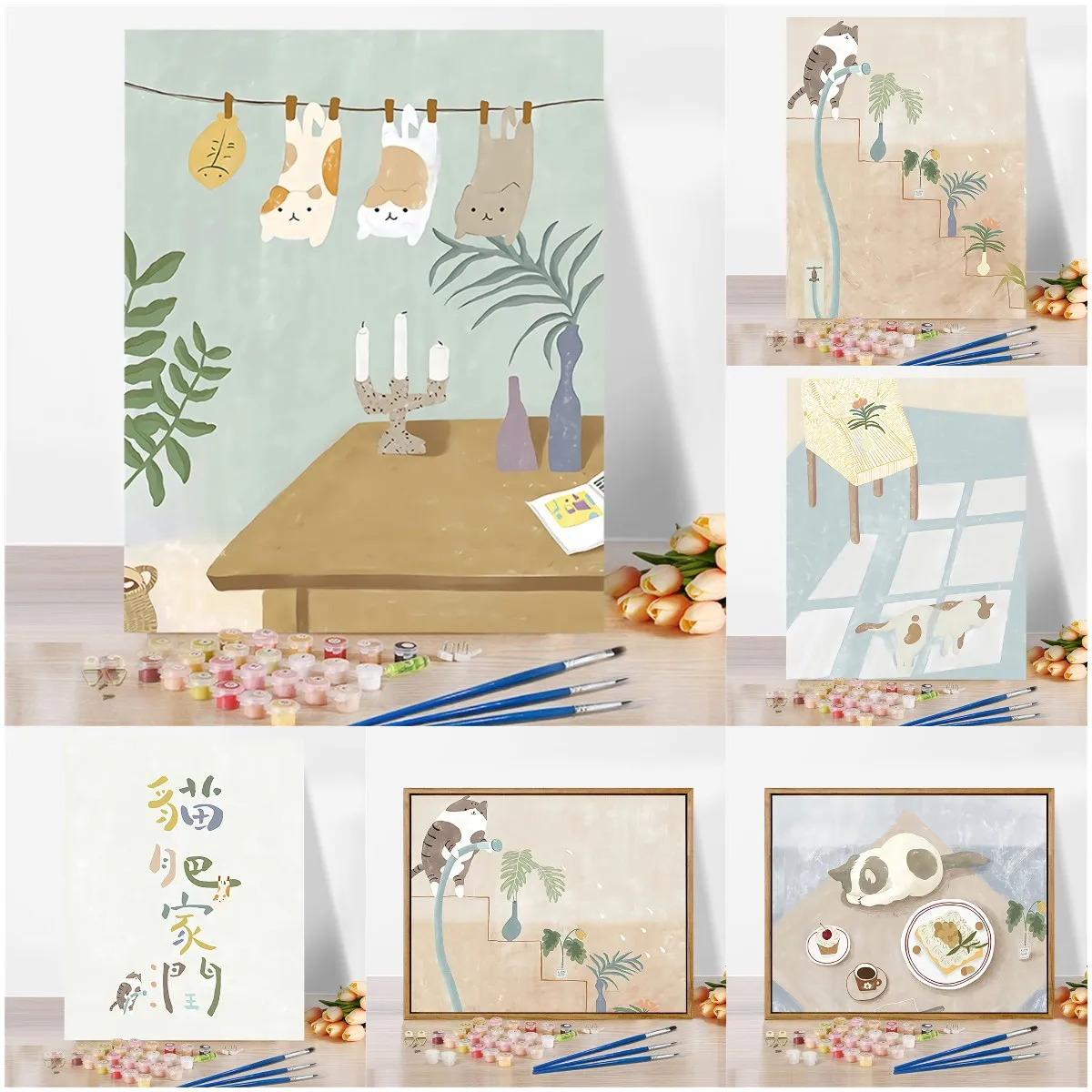 

Fat Cat Painting By Numbers DIY Pictures Oil Coloring Paint By Numbers Set Gift Drawing By Numbers Canvas Decor New Arrivals