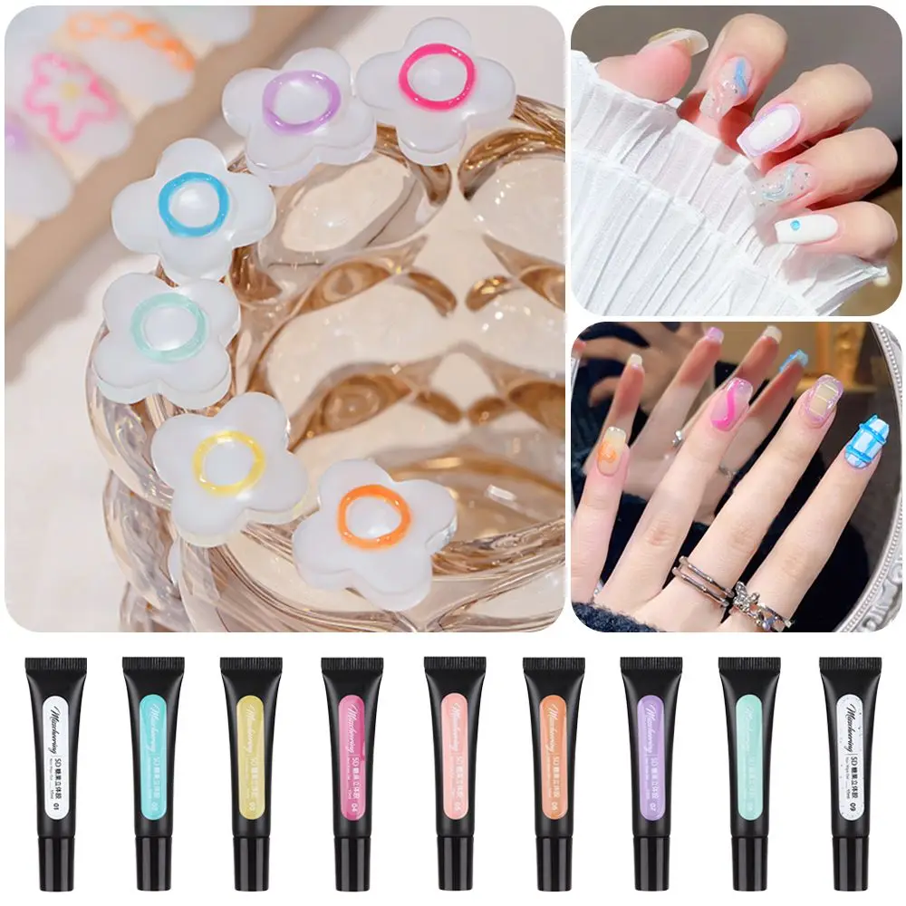 

5D Pudding Gel 10ml Tube Emboss Korean Style Nail Design Painting Full Coverage Super Texture Gel Pigmented Paint Liner Gel