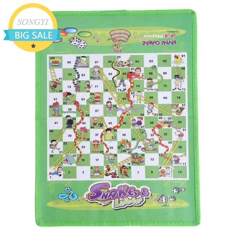 

Hot！1Set Snake Ladder Educational Kids Children Toys Interesting Board Game Set Portable Flying Chess Board Family Board Game